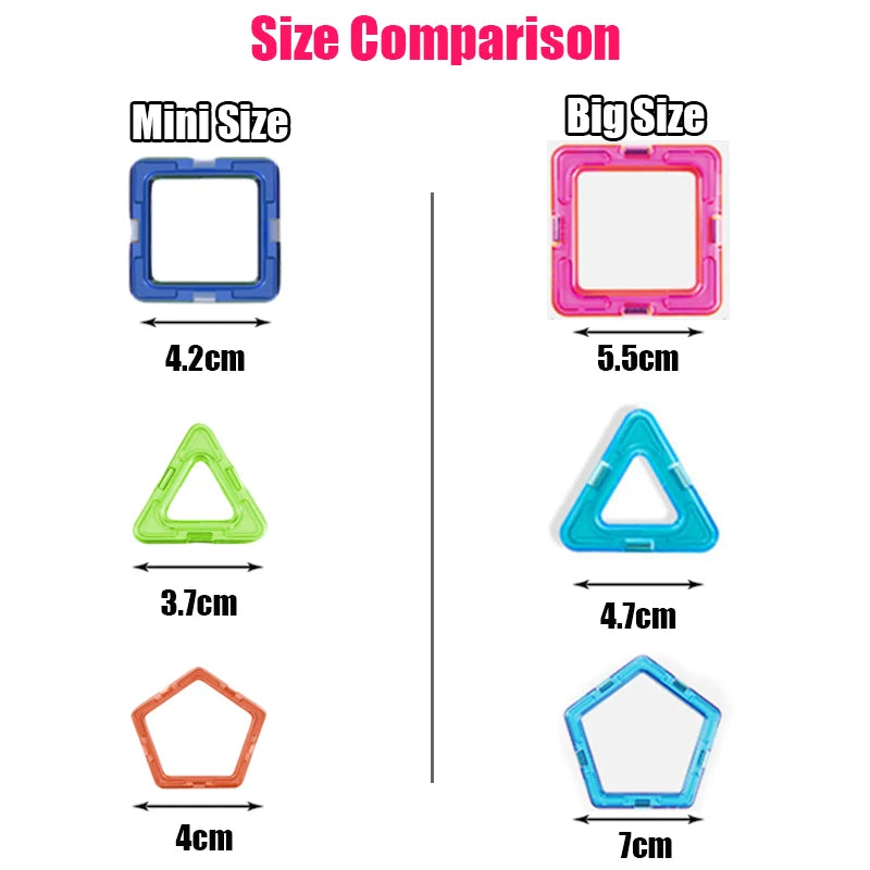 Magnetic Building Blocks for Kids, Large Colorful Geometric Construction Set with 84, 119 or 168 Pieces for Creative STEM Play