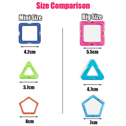 Magnetic Building Blocks for Kids, Large Colorful Geometric Construction Set with 84, 119 or 168 Pieces for Creative STEM Play