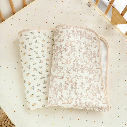 Washable Cotton Diaper Changing Mat, Large Waterproof Baby Changing Pad with Printed Designs for Everyday Nursery Diaper Care