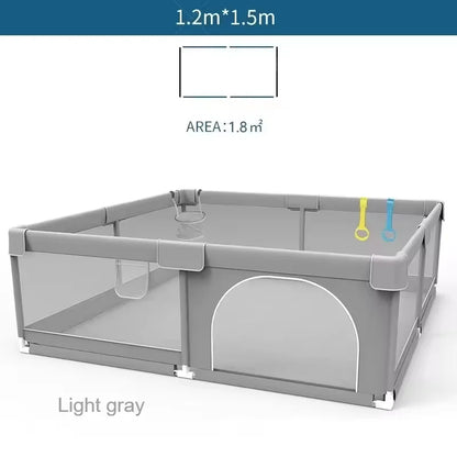 Baby Playpen with Pull Rings by IMBABY, Light Gray Mesh Activity Fence with Zippered Door and Multiple Size Options for Supervised Play