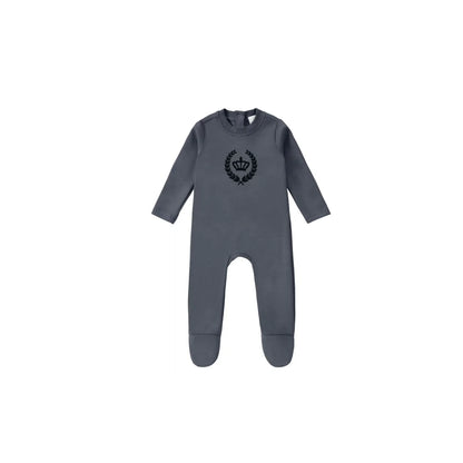 Royal Crown Kids Matching Outfits in Cotton Jersey with Velvet Crown Prints, Long-Sleeve Top and Pants or Dress Styles for Sibling Photos