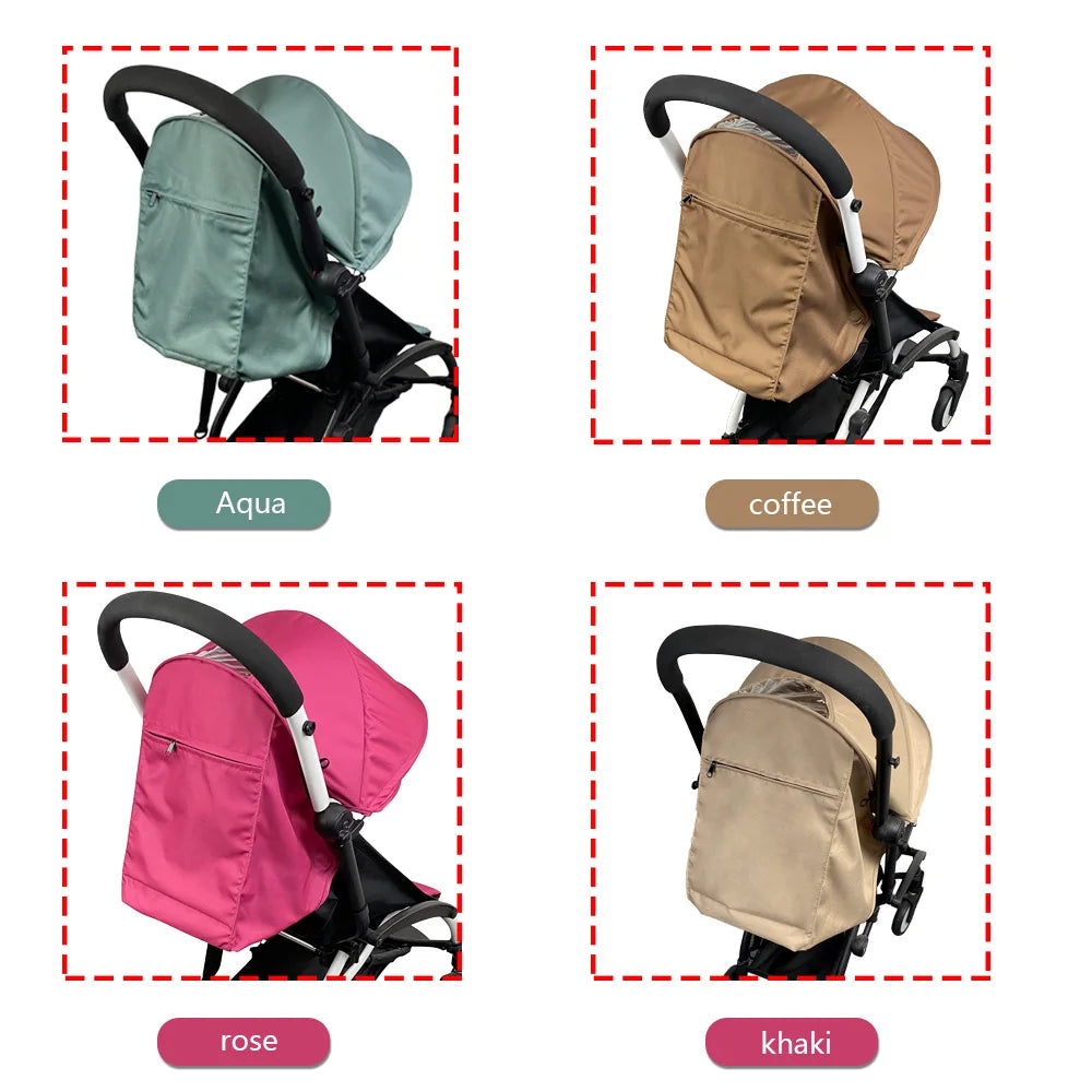 Stroller Canopy Cover and Padded Seat Set Compatible with Babyzen YOYO and YOYO2, 600D Replacement Fabric with Rear Zipper Pocket and Color Options