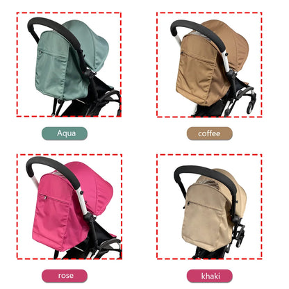 Stroller Canopy Cover and Padded Seat Set Compatible with Babyzen YOYO and YOYO2, 600D Replacement Fabric with Rear Zipper Pocket and Color Options