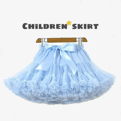 Girls Bow Waist Tutu Skirt with Fluffy Tulle Layers and Satin Lining, Adjustable Elastic Waist Pettiskirt for Birthdays, Dance and Dress Up
