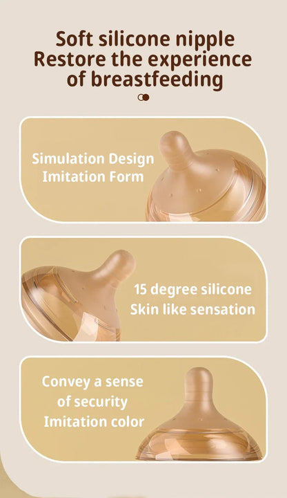 Glass Baby Feeding Bottle, Borosilicate Milk Bottle with Silicone Nipple and Bottom Air Return Valve, 80 mL, 160 mL and 240 mL Infant Options