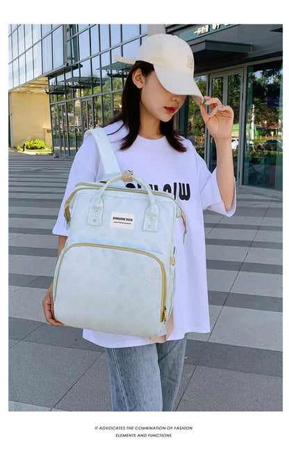 Convertible Diaper Bag Backpack with Fold-Out Changing Area and Stroller Hooks, 30 x 20 x 40 cm Baby Essentials Organizer for Parents