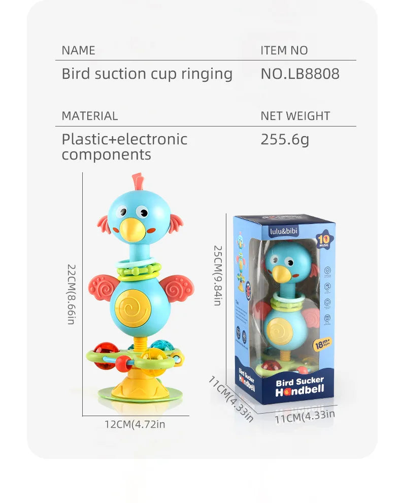 Animal Suction Activity Toy with Colorful Beads and Rattle Rings, Cartoon Tabletop Play Accessory for Supervised Reaching and Hands-On Exploration
