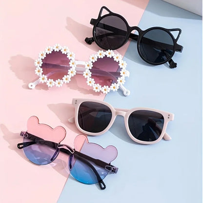 Photo Booth Glasses Set, 4-Piece Decorative Eyewear with Playful Mixed Frames for Birthday Parties, Costume Outfits and Fun Group Photos
