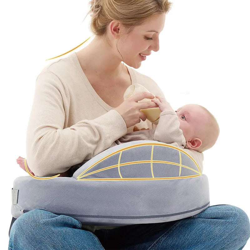 Memory Foam Nursing Pillow with Adjustable Waist Strap and Removable Cover, 22.6 x 14.5 Inch Support Cushion for Supervised Baby Feeding
