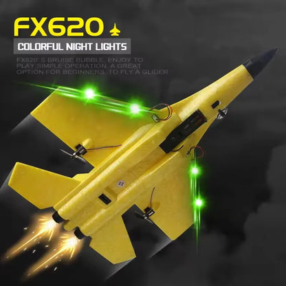 RC Airplane SU35 Fighter, Oike EPP Foam Plane with 2.4 GHz Control, Gyroscope and LED Lights for Outdoor Flying, One or Two Battery Options