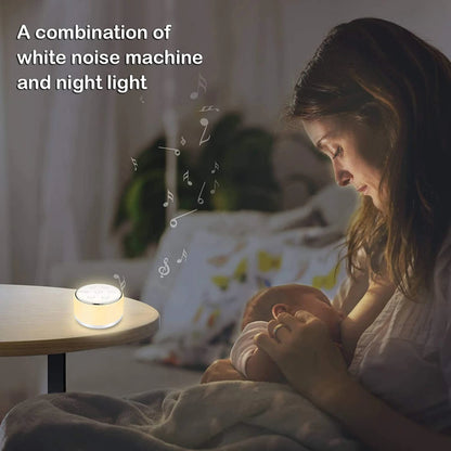 34-Sound White Noise Machine with 7-Color Dimmable Night Light, 32 Volume Levels, 30/60/90-Minute Timer and USB-C Rechargeable Battery