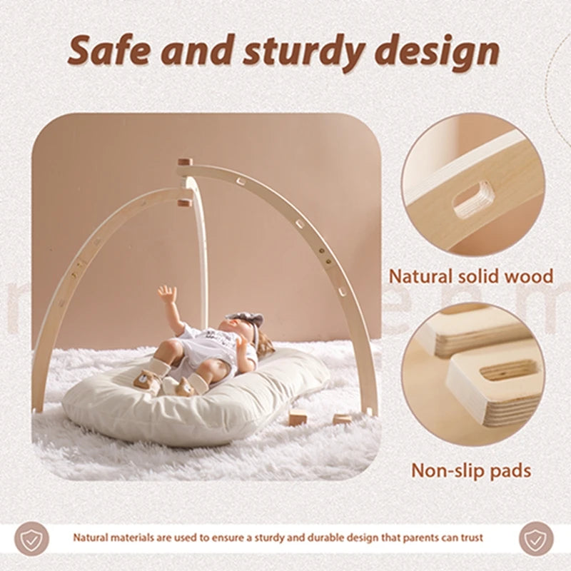 Baby Gym Hanging Toys in Wood and Cotton with Animal, Star and Moon Pendant Designs, Individual or Set Options for Supervised Play