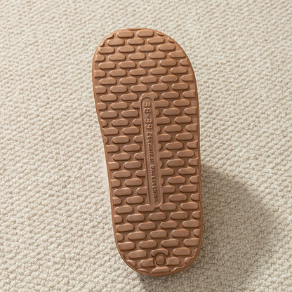 Plush Lined House Slippers with Thick Soles and Decorative Stitching, Cozy Slip-On Indoor Home Shoes in Brown, Beige or Black, Sizes 36-45