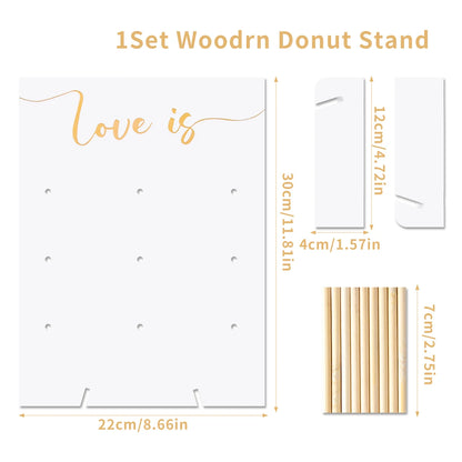 Donut Display Stand for Baby Shower Dessert Tables, Wooden Doughnut Holder for Wedding Receptions and Birthday Party Decorations