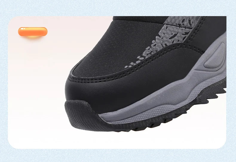 High-Top Kids Snow Boots with Hook-and-Loop Side Straps, Padded Shafts and Chunky Tread Soles for Winter Outings, Chinese Sizes 31-42