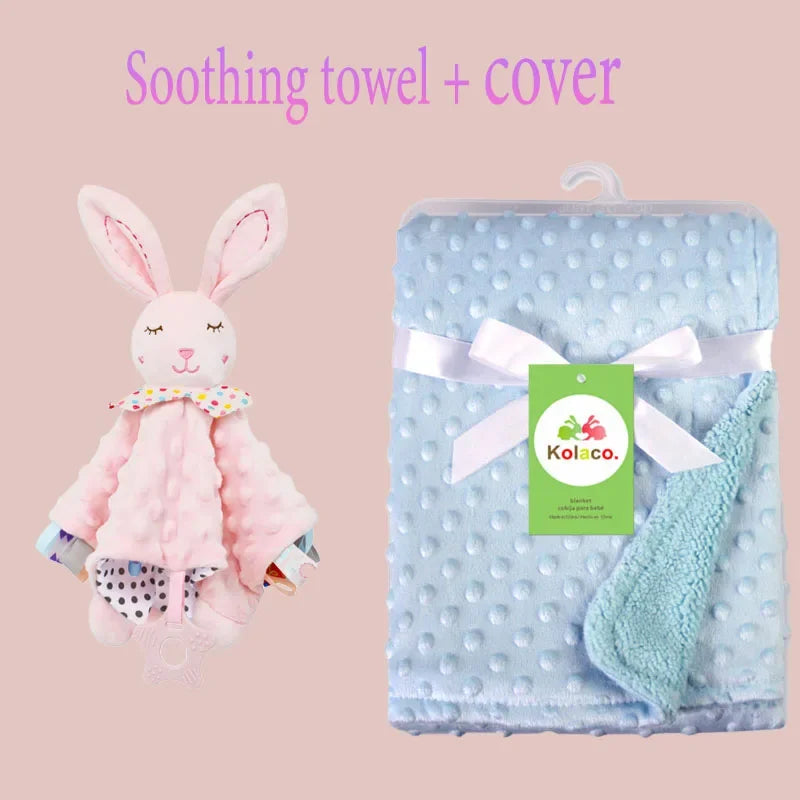 Embroidered Name Baby Blanket and Animal Comforter Options, Personalized Minky Bubble-Texture Keepsake with Single-Item and Two-Piece Gift Choices