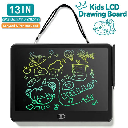 Erasable LCD Writing Board for Kids, 8, 11, 13 or 16 Inch Color Drawing Tablet with Stylus for Doodles, Handwriting and Number Practice
