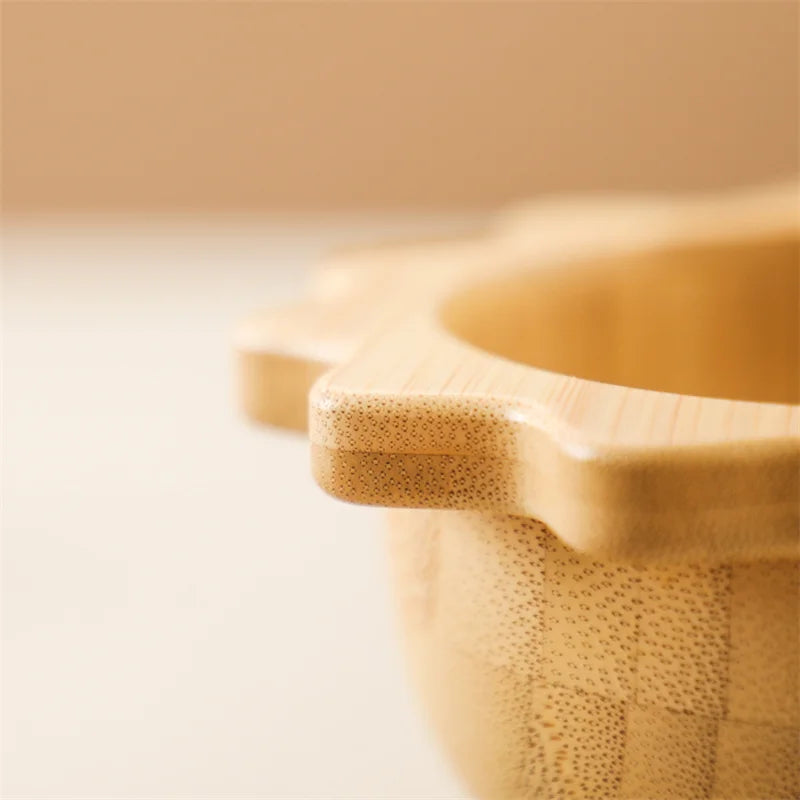 Bamboo Baby Suction Bowl and Tableware Options, Sun, Cloud and Dinosaur Designs with Single-Piece or 3-Piece Wooden-Handle Utensil Sets