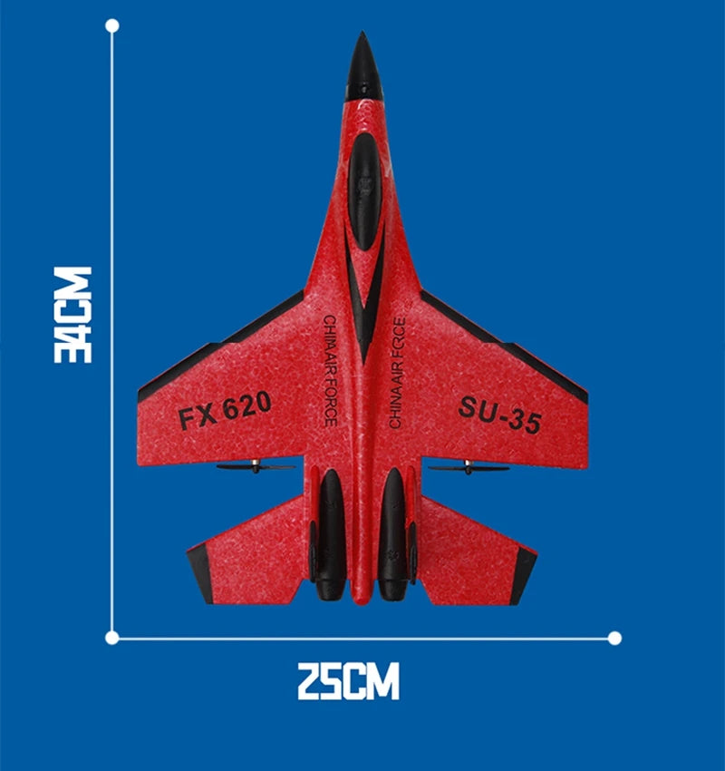 RC Airplane SU35 Fighter, Oike EPP Foam Plane with 2.4 GHz Control, Gyroscope and LED Lights for Outdoor Flying, One or Two Battery Options