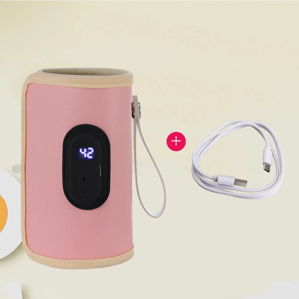Digital Bottle Warming Wrap with 21 Temperature Levels, USB Powered Baby Milk Warmer Sleeve for Travel Using a 5V 2A External Power Source