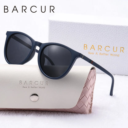 Women's Round Polarized Sunglasses by BARCUR, Lightweight PC Frame with Retro-Inspired Style and Eight Color Options for Travel and Everyday Outings