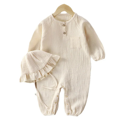 Muslin Cotton Baby Kimono Romper with Side Ties and Leg Snaps, Long Sleeve Printed Footless Jumpsuit for Boys and Girls, 0-24 Months