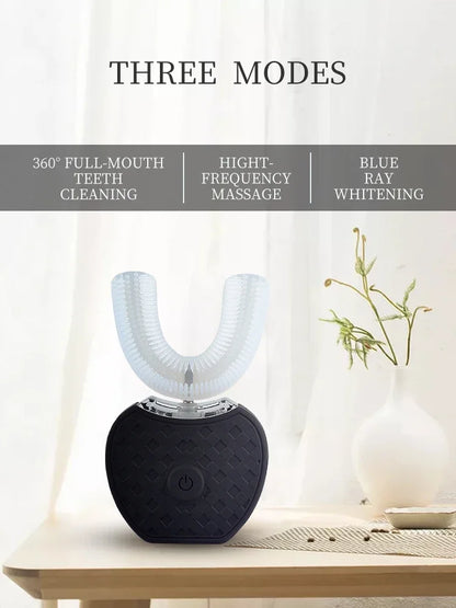 Silicone Mouthpiece Electric Toothbrush for Adults with U-Shaped Head, Three Modes, Rechargeable Handle and Charger for Everyday Oral Care