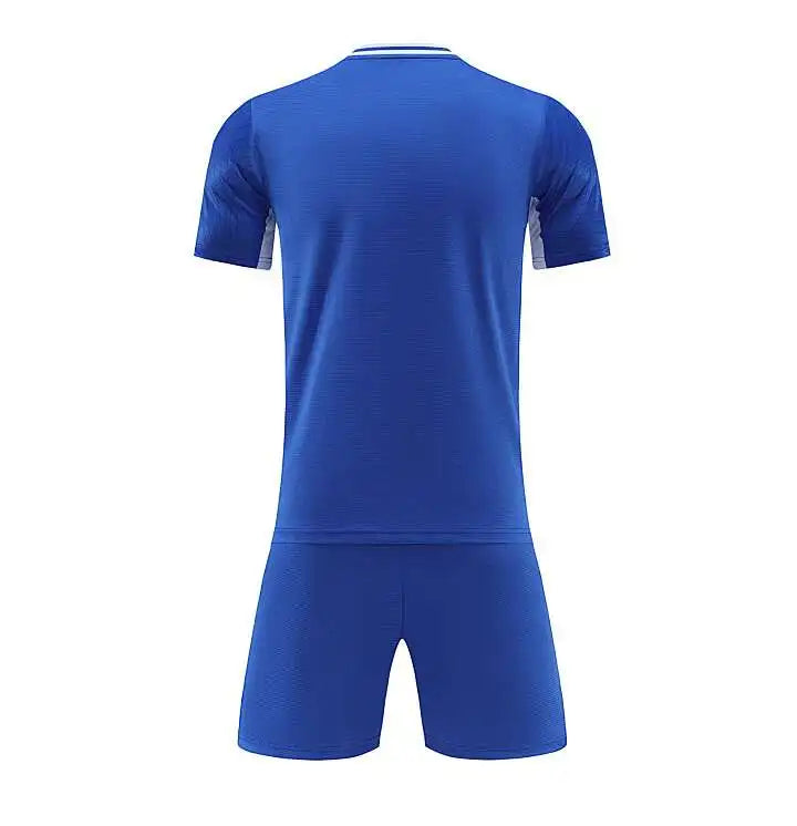 Kids Soccer Training Outfit with Short Sleeve V-Neck Jersey and Shorts, Contrast Trim Sports Clothing Set for Boys and Girls, Youth and Adult Sizes
