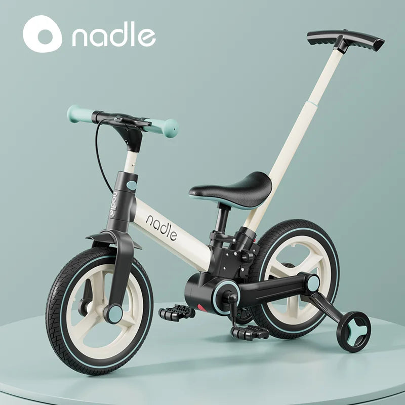 Toddler Balance Bike 4-in-1 with Training Wheels and Parent Push Handle, Lightweight Foldable Kids Bicycle for Boys and Girls Ages 2–6