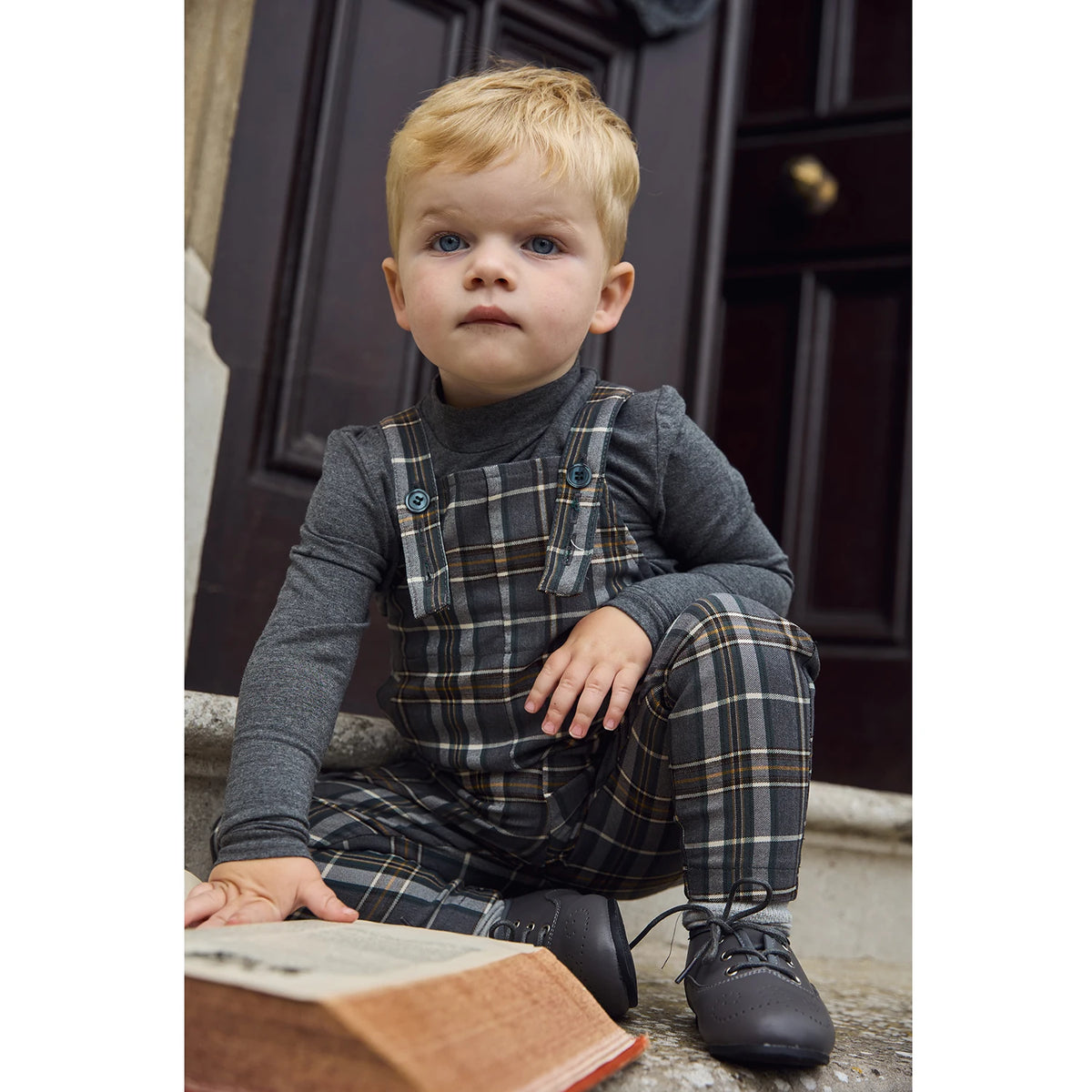 Forest Print Sibling Matching Outfits with Girls Cotton Smocked Dress Options, Boys Embroidered Knit Sweaters and Plaid Pants for Family Photos