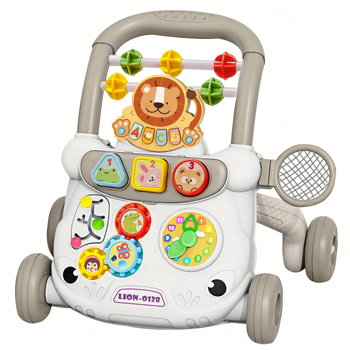 Musical Toddler Push Walker with Animal Activity Panel, Wheeled Handle Toy for Ages 18 Months and Up in Rabbit, Lion, Unicorn, Frog and Spider Styles