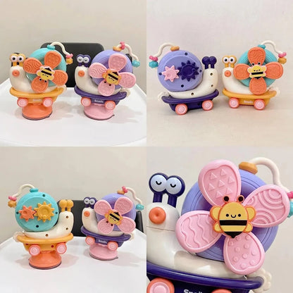 Suction Cup Snail Spinner Toy with Colorful Windmill and Wheeled Design for Supervised Sensory Play, Fine Motor Exploration and Gifting