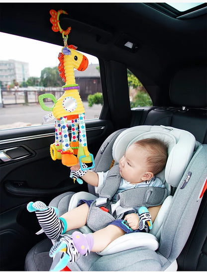 Taggy Animal Plush Rattle for Babies, Colorful Elephant, Monkey, Rabbit, Lion or Pig Soft Sensory Toy for Supervised Play and Baby Shower Gifts