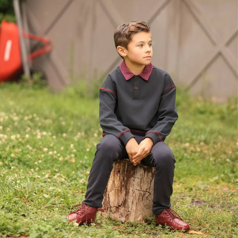 Maroon Gingham Sibling Matching Outfits, Cotton Navy and Burgundy Sweatshirt Dresses, Tops, Jumpers and Baby Rompers for Boys and Girls