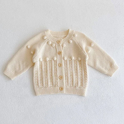Baby Girl Knit Cardigan Sweaters with Long Sleeves, Korean-Style Infant and Toddler Layering Coats in Multiple Designs, Sizes 3M to 3T