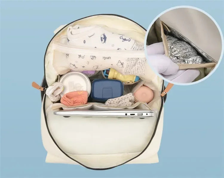 Flap-Top Diaper Backpack with Front Storage Pockets, Two Stroller Hooks and 53 x 34 cm Changing Mat for Baby Essentials and Everyday Parent Outings