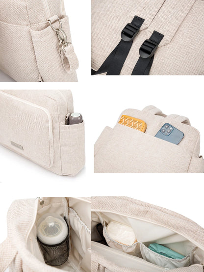 Diaper Bag Backpack with Wide Front Zip Pocket, SOBOBA Baby Essentials Organizer with Side Pockets and Top Handle, 34 x 32 x 12 cm
