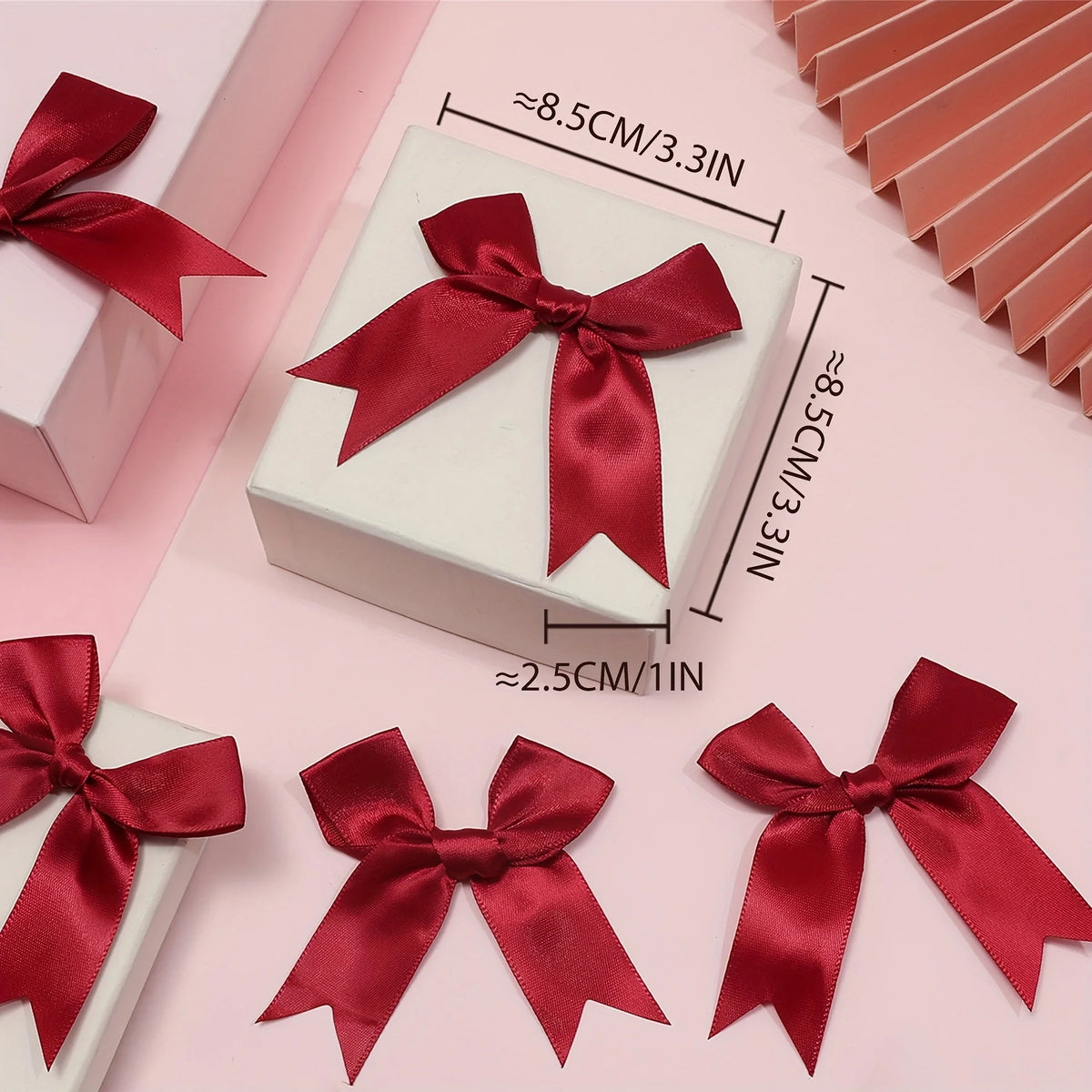 Satin Ribbon Bows 50-Piece Pack for Gift Wrapping, Wedding Favors, Birthday Decorations and Holiday Crafts in Multiple Color Options