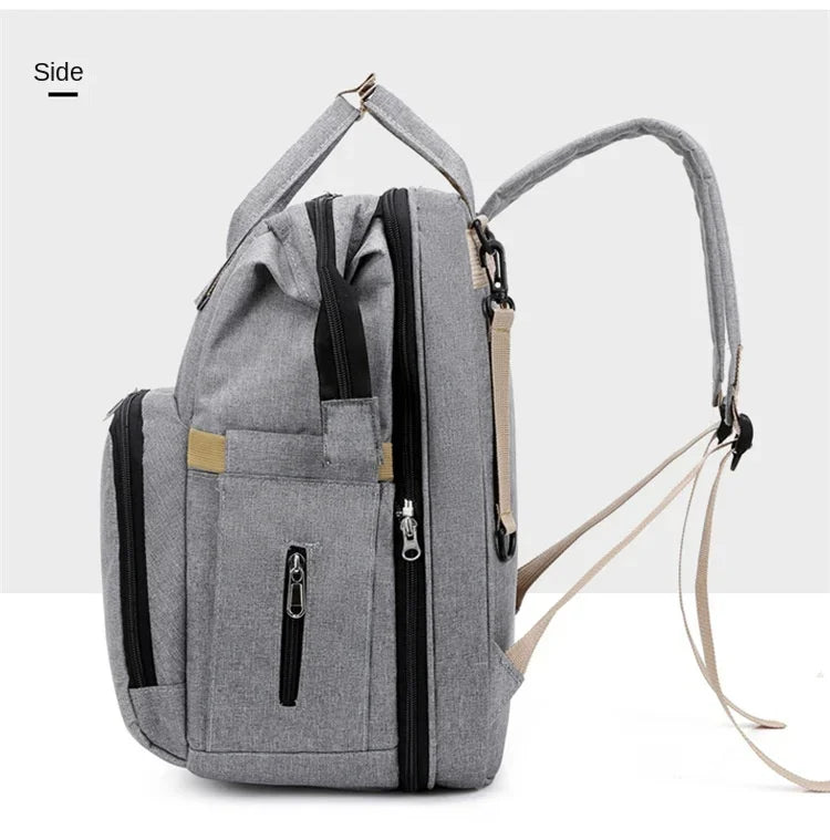 Diaper Bag Backpack with Fold-Out Changing Station, Large Capacity Baby Essentials Organizer with Bottle Pockets and Changing Mat for Parents