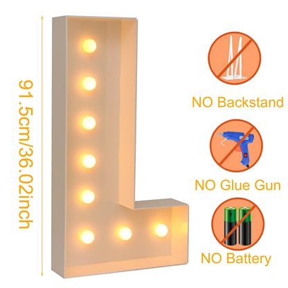 Giant Marquee Letter Frame Box, 91.5cm LED Light-Style Alphabet Display for DIY Names, Baby Showers, First Birthdays and Wedding Party Decor