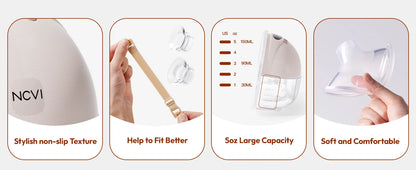 Wearable Electric Breast Pump with LED Display, NCVI 8131 Hands-Free Design with 4 Modes, 9 Suction Levels and 19/21/24 mm Flange Sizes