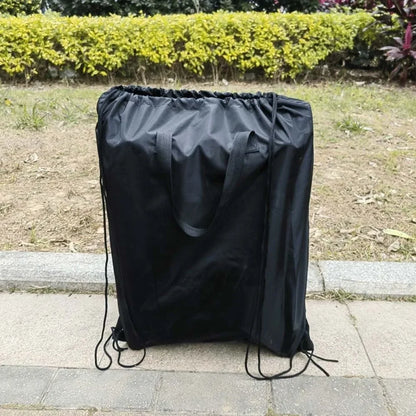 Stroller Gate Check Bag in Black Oxford Cloth with Drawstring Closure and Carry Handles, Foldable Travel Storage Cover for Compact Strollers