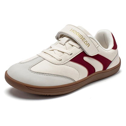 Big Kids Barefoot Sneakers by HOBIBEAR with Wide Toe Box, Zero-Drop Rubber Sole, Hook-and-Loop Strap and Artificial Leather Upper for Everyday Walking