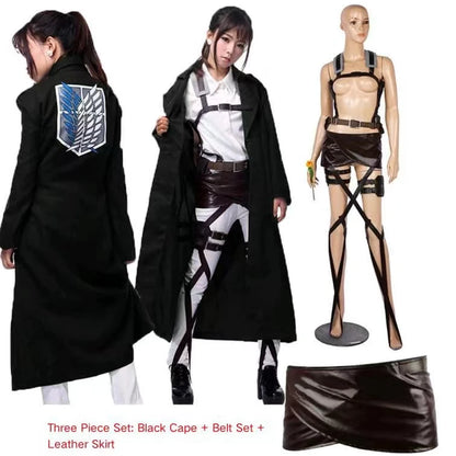 Attack on Titan Cosplay Costume with Recon Corps Jacket, Cloak and Harness Belt Options for Anime Conventions, Halloween and Character Dress-Up