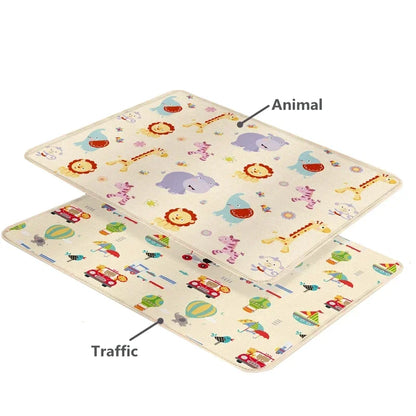 Foldable Baby Activity Mat with Double-Sided Prints, LDPE Padded Wipe-Clean Floor Surface and Carry Bag for Supervised Tummy Time and Toddler Play