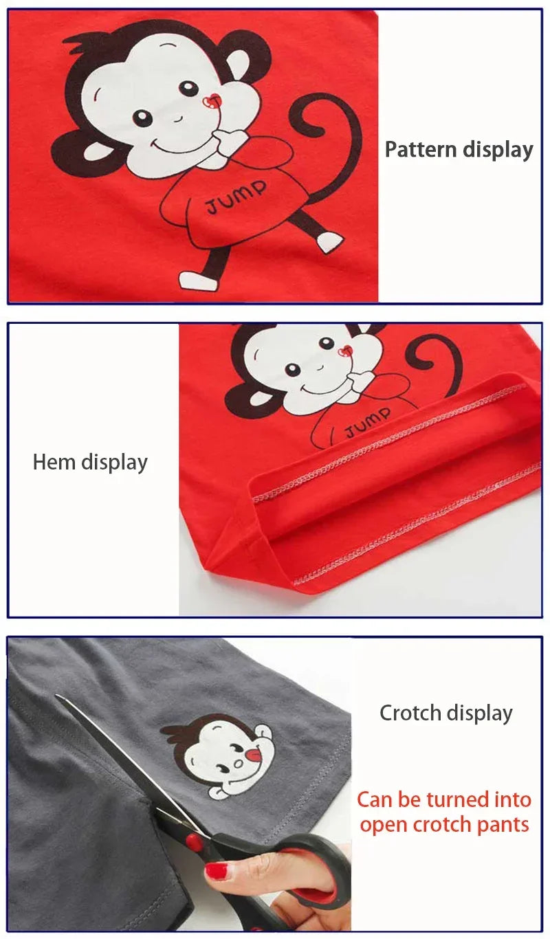 Toddler Cotton Shorts Set with Cartoon Print T-Shirt and Elastic Waist, Two-Piece Casual Baby Outfit in Contrast Colors for Everyday Summer Wear