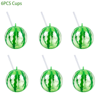 Fruit Shaped Party Cups in Pineapple, Coconut and Strawberry Designs, 6 or 10-Piece Plastic Drink Cup Sets for Luau Birthdays and Summer Celebrations