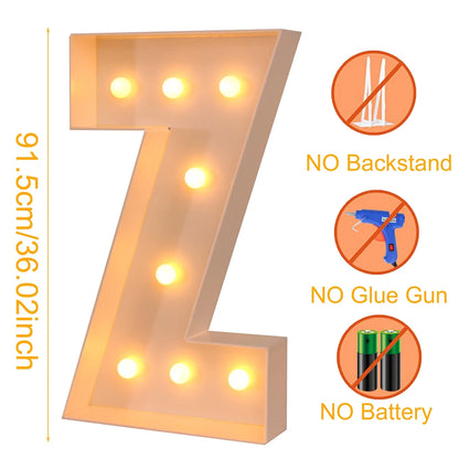Giant Marquee Letter Frame Box, 91.5cm LED Light-Style Alphabet Display for DIY Names, Baby Showers, First Birthdays and Wedding Party Decor