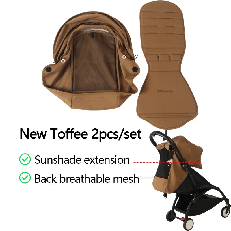 Stroller Canopy and Seat Cushion Kit with Mesh, Replacement Fabric Set Compatible with YOYO and YOYO+ for Everyday Outings, Multiple Colors