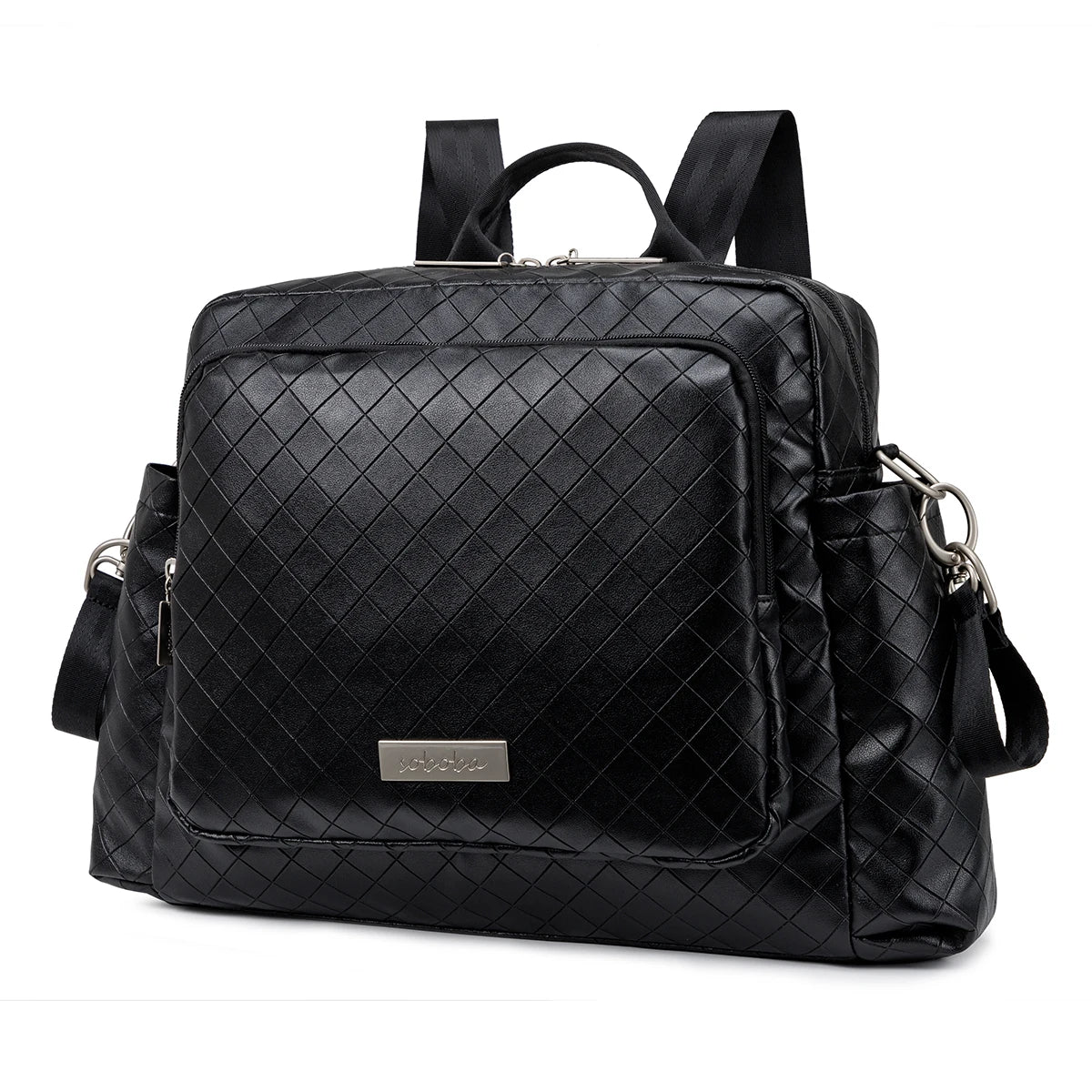 Diaper Bag Backpack with Wide Front Zip Pocket, SOBOBA Baby Essentials Organizer with Side Pockets and Top Handle, 34 x 32 x 12 cm